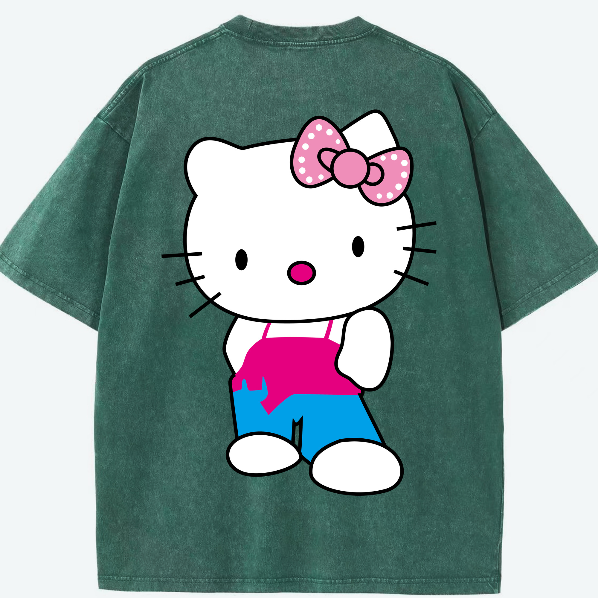 （画像用） Hello Kitty ハローキティ 綿100% ヴィンテージ風 半袖Tシャツ（背面プリント）
